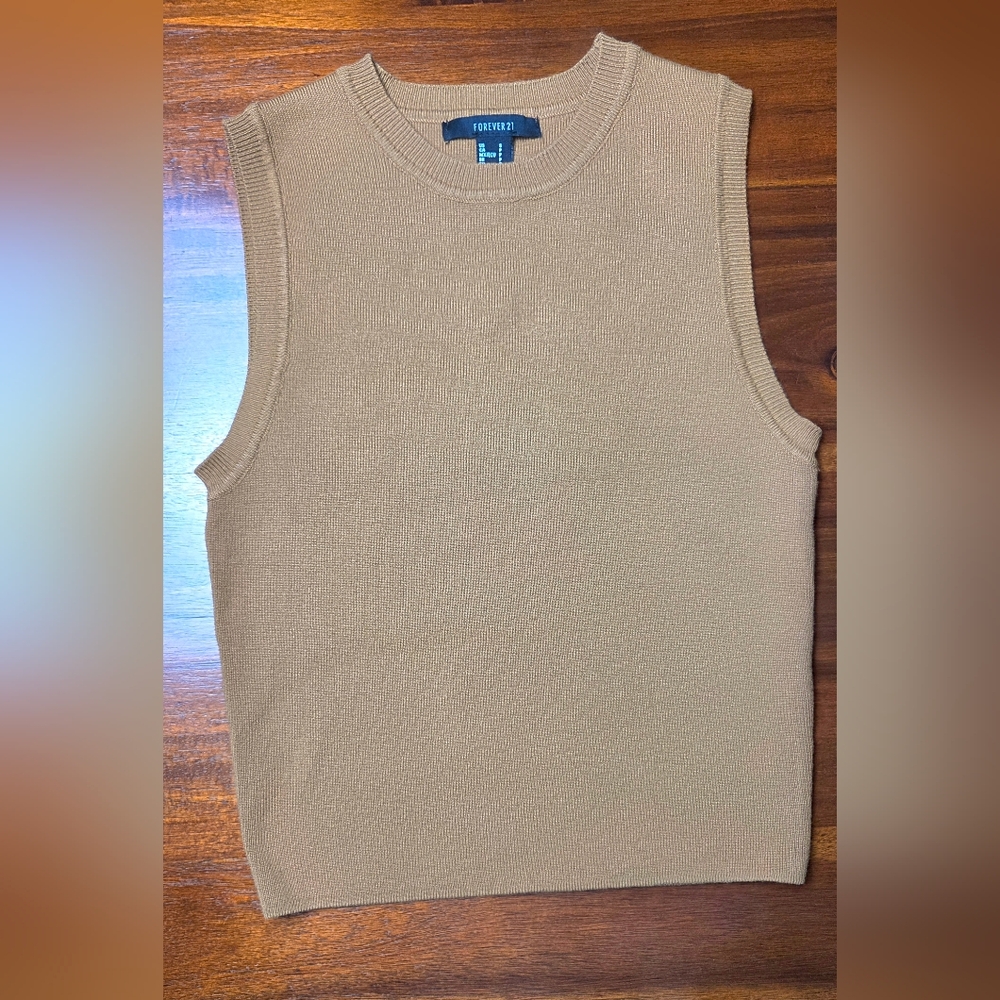 Forever 21 Chocolate Brown Ribbed Knit Tank Top - Women's Small